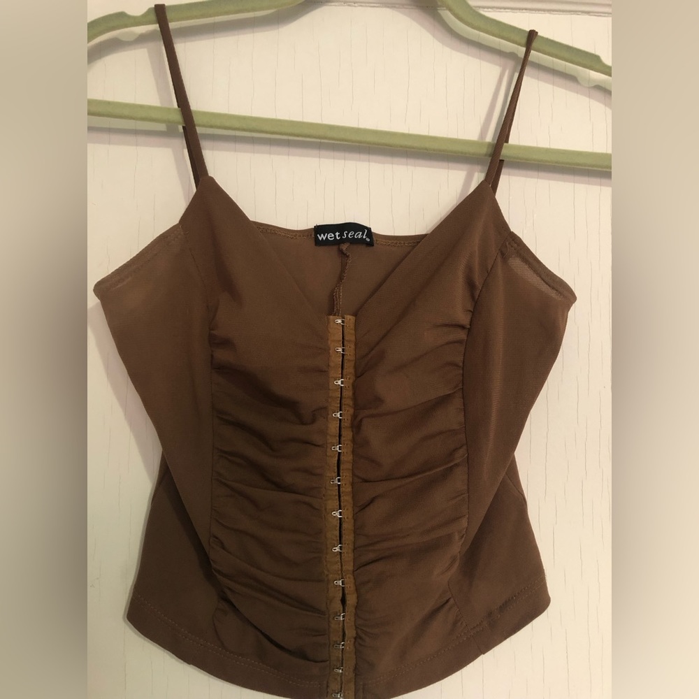Wet Seal brown crop top. Hook and eye closure. Size S. Good condition.